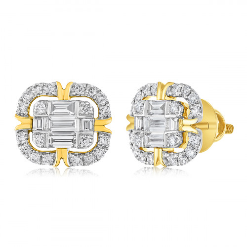Ice Cubes 18K Yellow Gold Diamonds Earring - ICE442