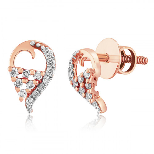 VFM 14K Rose Gold Diamonds Stud Earrings - VFM488