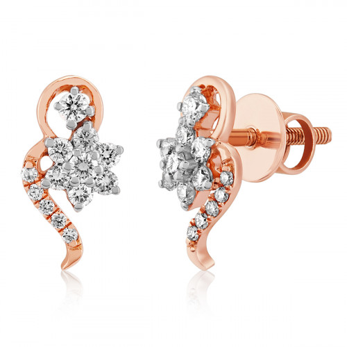 VFM 14K Rose Gold Diamonds Stud Earrings - VFM477