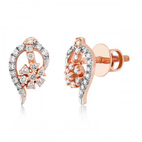 VFM 14K Rose Gold Diamonds Stud Earrings - VFM482