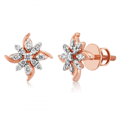 VFM 14K Rose Gold Diamonds Stud Earrings - VFM489