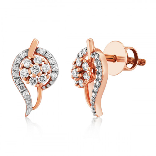 VFM 14K Rose Gold Diamonds Stud Earrings - VFM494