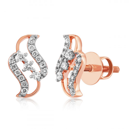 VFM 14K Rose Gold Diamonds Stud Earrings - VFM495