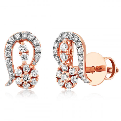 VFM 14K Rose Gold Diamonds Stud Earrings - VFM493